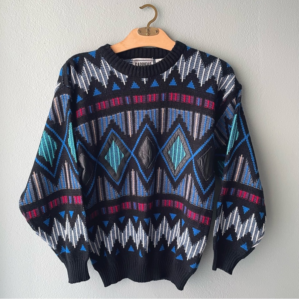 Gabrielle | Vintage 80s 90s Acrylic Sweater Eclectic Grandpa Western Crewneck